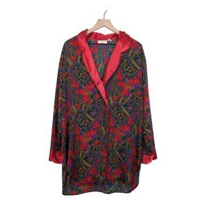 Vintage 80s/90s Gold Label Victoria's Secret Mid Length Floral Paisley Robe Sz L